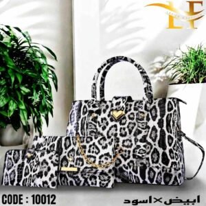 طقم شنط 3 قطع بمقاسات عملية وتصميم أنيق( ابيض* اسود)